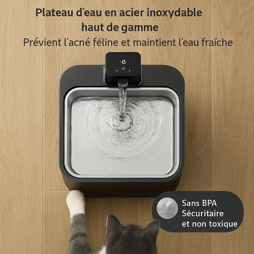 Fontaine à Eau Premium 2,5L – Inox, Sans Fil & Intelligente Fidoz